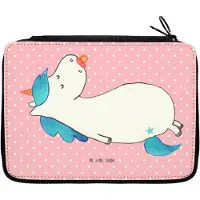 Mr. & Mrs. Panda Federtasche Einhorn Schnuller - Rot Pastell - Geschenk, Geburt, Stifteetui, Federmappe, Mäppchen, Baby, Geburtstag, Mutter, Unicorn, Bleistiftetui, Etui