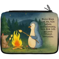Mr. & Mrs. Panda Etui Pinguin Lagerfeuer Design - Weiß - Geschenk, Grillen, Liebe, Schlampermäppchen, Federmappe, Job, Federtasche, Marshmallows, Federmäppchen, Mäppchen