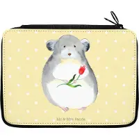 Mr. & Mrs. Panda Schlampermäppchen Chinchilla Blume - Gelb Pastell - Geschenk, Liebeskummer, Kummer, Etui, Federtasche, Federmappe, Mäppchen, Chaos, Bleistiftetui, Büro
