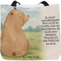 Mr. & Mrs. Panda Tote Bag Bär Schulterblick Design - Weiß - Geschenk, Reisetasche, Tasche, Laptoptasche, Motivation, Einkaufstasche, Bären, Strandtasche, Weisheit, Teddy