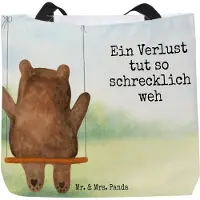 Mr. & Mrs. Panda Shopper Bär Schaukel Design - Weiß - Geschenk, Schultasche, Reisetasche, Verlust Trauer Trauergeschenk Traurig Trösten Trost Liebeskummer Liebe Verliebt
