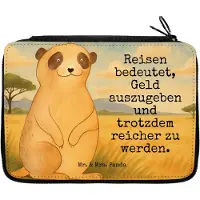 Mr. & Mrs. Panda Mäppchen Erdmännchen Design - Weiß - Geschenk, Etui, Roadtrip, Traveling, Afrika, Stifteetui, Spruch, für Stifte, Bleistiftetui, Reisen, Federtasche