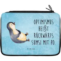 Mr. & Mrs. Panda Mäppchen Pinguin Lachen - Eisblau - Geschenk, Schlampermäppchen, Federmappe, Lol, Humor, Optimismus, Federtasche, Pinguine, Haha, Bleistiftetui, Etui