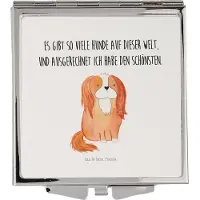 Mr. & Mrs. Panda Schminkspiegel Hund Cavalier King Charles Spaniel - Weiß - Geschenk, Spruch, Bester, Kosmetikspiegel, Kleiner Spiegel, Sprüche, Taschenspiegel, Frauen