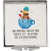 Mr. & Mrs. Panda Schminkspiegel klappbar Nachtfalter Schaumbad - Weiß - Geschenk, Badezimmer, Lustige Sprüche, Bad, Kosmetikspiegel, Taschenspiegel, WC, Mini Spiegel