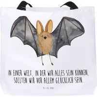 Mr. & Mrs. Panda Strandtasche Fledermaus Flügel - Weiß - Geschenk, Tote Bag, Schultasche, Gute Laune, Einkaufstasche, Tragetasche, Tasche