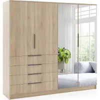 FURMEB Patryk Hojka FurMeb24 Schrank BOGOTA 200 cm Kleiderschrank mit Spiegel - Sonoma Eiche