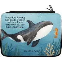 Mr. & Mrs. Panda Etui Orca Design - Weiß - Geschenk, Bleistiftetui, Möglichkeiten, Mäppchen, Federmäppchen, Meer, Arbeit, Schlampermäppchen, Orcas, für Stifte, Büro