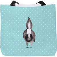 Mr. & Mrs. Panda Strandtasche Stinktier Angriff - Türkis Pastell - Geschenk, Wildtier, Tasche, Laptoptasche, Raubtier, Stinki, Tote Bag, Drohung, Skunk, Tragebeutel