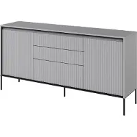 Furniture24 Kommode Trend TR-01 Sideboard 166x83x40 cm Gefräste Front 3 Schubladen 2 Türen Grau