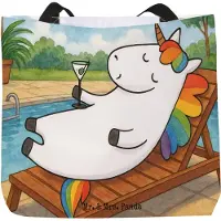 Mr. & Mrs. Panda Tote Bag Einhorn Cocktail Design - Weiß - Geschenk, Glitzer, City-Shopper, Strandtasche, Tasche, Lustig, Cuba Libre, Geburtstag, Schultasche, Freundin
