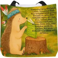 Mr. & Mrs. Panda Reisetasche Igel Federschmuck Design - Weiß - Geschenk, Tragetasche, Lagerfeuer, Schultasche, Tasche, Tiere, Strandtasche, Indianer, Tote Bag, Abenteuer