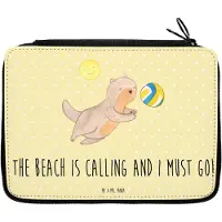 Mr. & Mrs. Panda Federmäppchen Sommer Meer Strand Motiv - Gelb Pastell - Geschenk, Schüleretui, Gemütlichkeit, Wetter während des Jahres, Mäppchen, Jahreszeiten, Etui