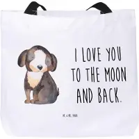 Mr. & Mrs. Panda Beutel Hund Entspannen - Weiß - Geschenk, Tasche, Verliebt, Liebe, Flauschig, Tragetasche, Strandtasche, Sprüche, Reisetasche, Laptoptasche