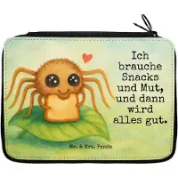Mr. & Mrs. Panda Mäppchen Spinne Agathe Sandwich Design - Weiß - Geschenk, Etui, Mut, Federtasche, Lebensfreude, Federmappe, Hunger, Schlampermäppchen, Alles Wird gut