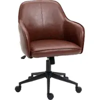 Moonbite Bürostuhl mit niedriger Rückenlehne, Wippfunktion mit Spannungsknopf, Sitzhöhe 46–54 cm, Kunstleder, kompakter Drehstuhl fürs Homeoffice, Braun