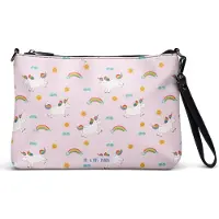 Mr. & Mrs. Panda Damentasche Einhorn Happy - Rosa - Geschenk, Unicorn, glücklich, Witzig, Umhängetasche Damen, Einhörner, Handtasche, Crossbody Bag, Spaß, Tasche