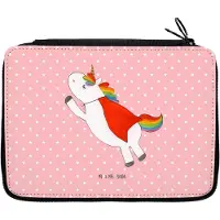 Mr. & Mrs. Panda Federmappe Einhorn Super - Rot Pastell - Geschenk, Einhörner, Superheld, Mäppchen, Stiftemappe, Held, Freundin, Schlampermäppchen, Unicorn, Etui