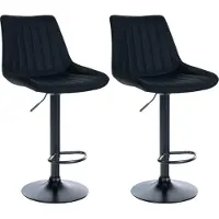 BellaFurn 2-teiliges Set aus Kunstleder-Barhockern – Hocker – optimaler Sitzkomfort | Farbe: Schwarz | Material Chassis: Metall mattschwarz