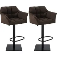 BellaFurn Set aus 2 verstellbaren Barhockern – Hochhocker – Extra Sitzkomfort | Grundfarbe: Schwarz | Farbe: Braun