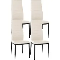 BellaFurn 4-teiliges Esszimmerstuhl-Set – Esszimmer-Set – bequeme hohe Rückenlehne, modernes Design | Farbe: Creme | Material: Kunstleder