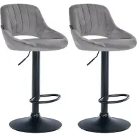BellaFurn 2er-Set Barhocker aus Samt – Küchenhocker – Höhenverstellbar und Drehfunktion