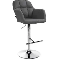 BellaFurn Barhocker aus Stoff - Hocker - höhenverstellbar, 360° drehbar | Farbe: Dunkelgrau. Material Basis: Metall in Chromoptik