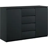 Roe furniture Kommode mit 4 Schubladen 2 Schränke 140cm Klamotenschrank Schwarz mat