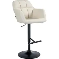 BellaFurn Verstellbarer Barhocker aus Kunstleder – Barhocker – Maximaler Komfort, 360° Drehbarkeit | Farbe: Creme | Material Chassis: Metall mattschwarz