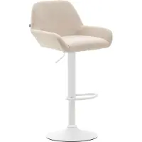 BellaFurn Barhocker Stoff - Sitzhocker - Lackierte Rückenlehne - Höhenverstellbar | Farbe: Creme | Grundfarbe: weiß