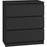 Roe furniture | Kommode 60 cm - Schwarz Matt - 3 Schubladen - Elegant und funktionell - Ideal für kleine Räume - Sideboard