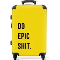 NoBoringSuitcases.com Großer Koffer - Zitate - Mach epischen Scheiß - Gelb - Kombinationsschloss TSA - Hartschalen Trolley 4 Rollen - 72 liter - Reisekoffer - 66 cmKoffer Mittelgroß 67x43x25 cm, 72L,