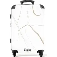 NoBoringSuitcases.com Großer Koffer - Beige - Weiß - Abstrakt - Gestreift - Kombinationsschloss TSA - Hartschalen Trolley 4 Rollen - 72 liter - Reisekoffer - 66 cmKoffer Mittelgroß 67x43x25 cm, 72L,