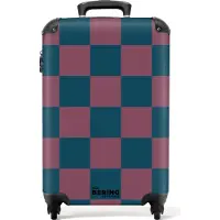 NoBoringSuitcases.com Hartschalen Handgepäck Koffer 55x35x20 cm, 36L, Druck für Männer: Buntes Schachbrettmuster, Reisekoffer mit 4 Rollen