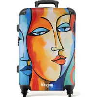 NoBoringSuitcases.com Großer Koffer - Kopf - Ölgemälde - Farbenfroh - Kombinationsschloss TSA - Hartschalen Trolley 4 Rollen - 72 liter - Reisekoffer - 66 cmKoffer Mittelgroß 67x43x25 cm, 72L,
