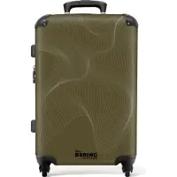 NoBoringSuitcases.com Hartschalen Koffer Mittelgroß 67x43x25 cm, 72L, Abstrakte Drucke für Männer: Grün mit abstrakten Wellenlinien, Reisekoffer mit 4 Rollen