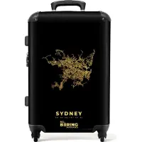 NoBoringSuitcases.com Großer Koffer - Gold - Karte - Stadtplan - Sydney - Kombinationsschloss TSA - Hartschalen Trolley 4 Rollen - 72 liter - Reisekoffer - 66 cmKoffer Mittelgroß 67x43x25 cm, 72L,