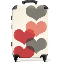 NoBoringSuitcases.com Großer Koffer - Herzen - Rot - Pastell - Liebe - Kombinationsschloss TSA - Hartschalen Trolley 4 Rollen - 72 liter - Reisekoffer - 66 cmKoffer Mittelgroß 67x43x25 cm, 72L,