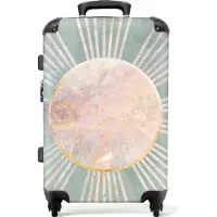 NoBoringSuitcases.com Großer Koffer - Grün - Sonne - Gold - Design - Luxus - Kombinationsschloss TSA - Hartschalen Trolley 4 Rollen - 72 liter - Reisekoffer - 66 cmKoffer Mittelgroß 67x43x25 cm, 72L,