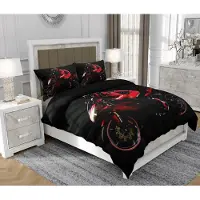 SOVIO Bettwäsche 200x220 cm + 2x70x80 cm, 3-teilig, 100% Baumwolle, Satin, Reißverschluss, Bunt - | So.0339