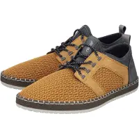 Rieker Slip-On Sneaker , Herren, Gr. 44, ungefüttert, braun (ockergelb, grau), Lederimitat, Textil, Schuhe Slip-On Sneaker, Schlupfschuh, Slipper, Freizeitschuh, elastischer Einstieg, Gummizug