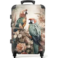 NoBoringSuitcases.com Großer Koffer - Papageien - Vögel - Natur - Blumen - Kombinationsschloss TSA - Hartschalen Trolley 4 Rollen - 72 liter - Reisekoffer - 66 cmKoffer Mittelgroß 67x43x25 cm, 72L,