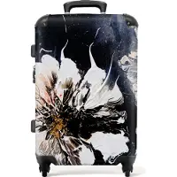 NoBoringSuitcases.com Großer Koffer - Blumen - Kunst - Abstrakt - Malerei - Kombinationsschloss TSA - Hartschalen Trolley 4 Rollen - 72 liter - Reisekoffer - 66 cmKoffer Mittelgroß 67x43x25 cm, 72L,