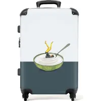 NoBoringSuitcases.com Großer Koffer - Vintage - Joghurt - Frau - Abstrakt - Kombinationsschloss TSA - Hartschalen Trolley 4 Rollen - 72 liter - Reisekoffer - 66 cmKoffer Mittelgroß 67x43x25 cm, 72L,