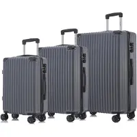 YONSLY Premium Reisekoffer TSA-Schloss,YKK-Reißverschluss Hartschalen-Koffer Kabinenkoffer Rollkoffer Suitcase Handgepäck (Grau, M-L-XL-Set)