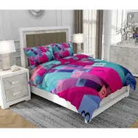 SOVIO Bettwäsche 200x220 cm + 2x70x80 cm, 3-teilig, 100% Baumwolle, Satin, Reißverschluss, Auto, Rosa - | So.0005