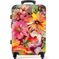 NoBoringSuitcases.com Großer Koffer - Blumen - Kunst - Malerei - Botanisch - Kombinationsschloss TSA - Hartschalen Trolley 4 Rollen - 72 liter - Reisekoffer - 66 cmKoffer Mittelgroß 67x43x25 cm, 72L,