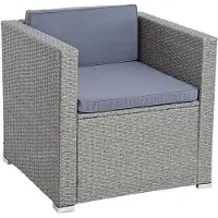 ESTEXO Polyrattan Loungesessel Gartensessel Rattan Sessel Gartenstuhl Stuhl Grau-Mix