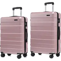 YONSLY Premium Reisekoffer TSA-Schloss,YKK-Reißverschluss Hartschalen-Koffer Kabinenkoffer Rollkoffer Suitcase Handgepäck (Roségold, L-XL-Set)