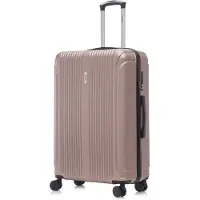 YONSLY Koffer Trolley Reisekoffer Suitcase, Rollkoffer Handgepäck ,mit 4 Rollen 360°, Hartschalenreisekoffer, Zahlenschloss, Weicher Gummigriff (L, Roségold)